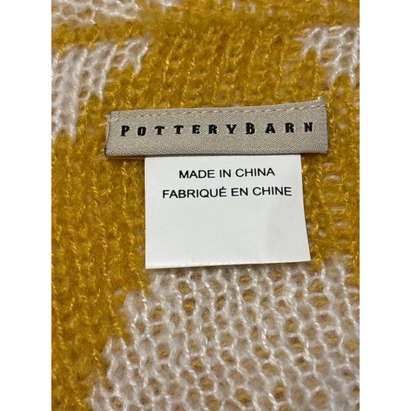 Pottery Barn Acrylic Chevron Throw Blanket 55"x80" Yellow & White - Picture 2 of 4